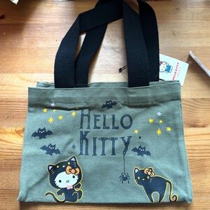 Hello Kitty Halloween Canvas bag in Olive army green color. Cute, New With Tags.